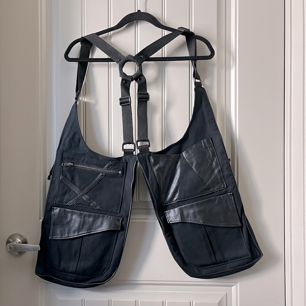 Vest bag wearable multi pockets tactical vest harness cotton and leather